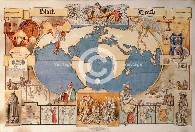 Black Death - pictorial diagram..., late 19th-early 20th century?  Creator: Monro Scott Orr.