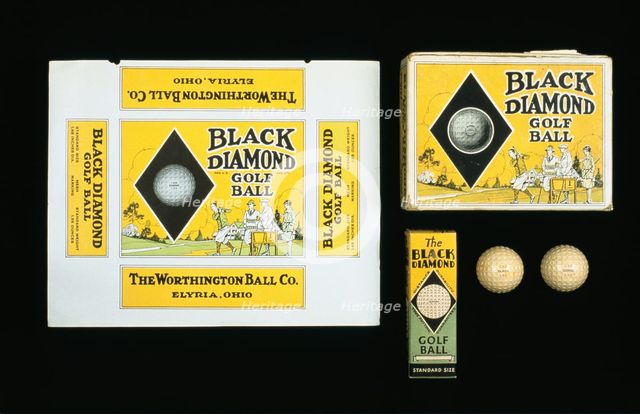 'Black Diamond' golf balls, American, c1920s. Creator: Unknown.