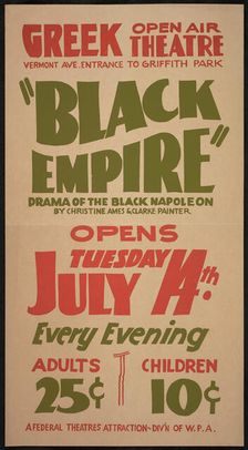 Black Empire, Los Angeles, [193-]. Creator: Unknown