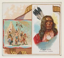 Black Eye, Blackfeet Sioux, from the American Indian Chiefs series (N36) for Allen & Ginte..., 1888. Creator: Allen & Ginter