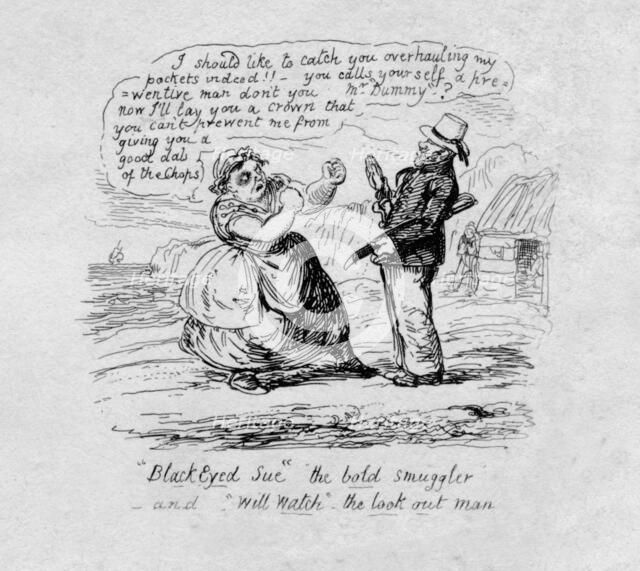 Black Eyed Sue the bold smuggler and Will Watch the look out man', 1829. Artist: George Cruikshank.
