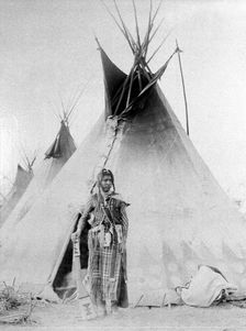 Black Foot outside his tent, North American Indian, c1885-90