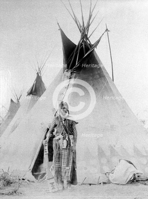 Black Foot outside his tent, North American Indian, c1885-90. Artist: Unknown
