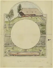 Black Forest clock face with fountain, 1900. Creator: Hans Thoma