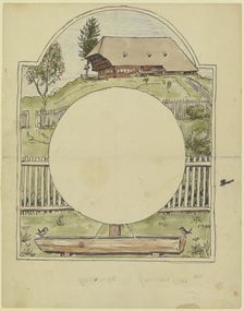 Black Forest clock face with fountain, 1900. Creator: Hans Thoma