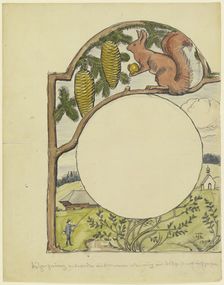 Black Forest clock face with squirrel, 1900. Creator: Hans Thoma