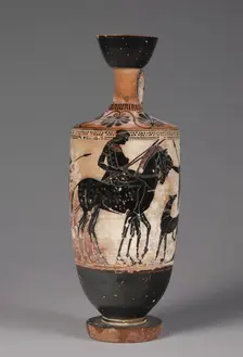 Black-Figured Lekythos, c. 500 BC. Creator: Unknown