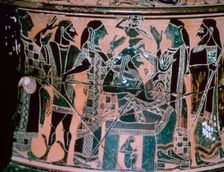 Black-figured neck-amphora depicting the birth of Athena, Attica, Greece