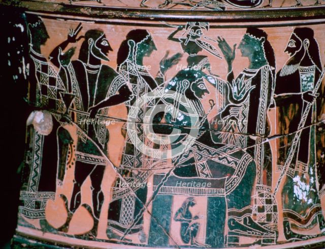 Black-figured neck-amphora depicting the birth of Athena, Attica, Greece.