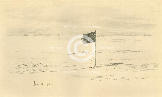 'Black Flag Camp. - Amundsen's Black Flag Within A Few Miles of the South Pole', 1912, (1913). Artist: Edward Wilson.