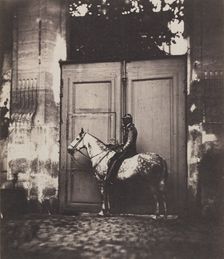 Black Horseman in Front of a Doorway, c. 1855. Creator: Unidentified Photographer
