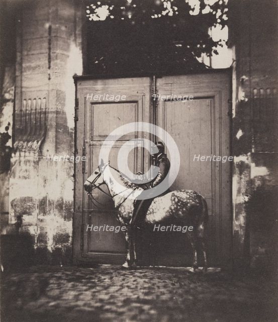 Black Horseman in Front of a Doorway, c. 1855. Creator: Unidentified Photographer.