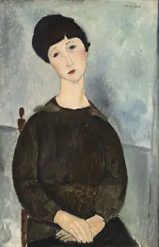 Black Hair or Young brown-haired girl sitting. Creator: Modigliani, Amedeo (1884-1920)