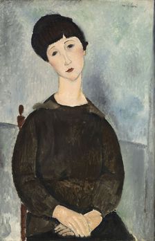 Black Hair or Young brown-haired girl sitting. Creator: Modigliani, Amedeo (1884-1920)