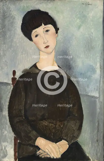 Black Hair or Young brown-haired girl sitting. Creator: Modigliani, Amedeo (1884-1920).