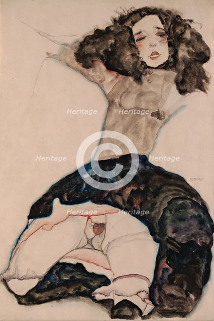 Black-Haired Girl with Lifted Skirt, 1911. Artist: Schiele, Egon (1890–1918)