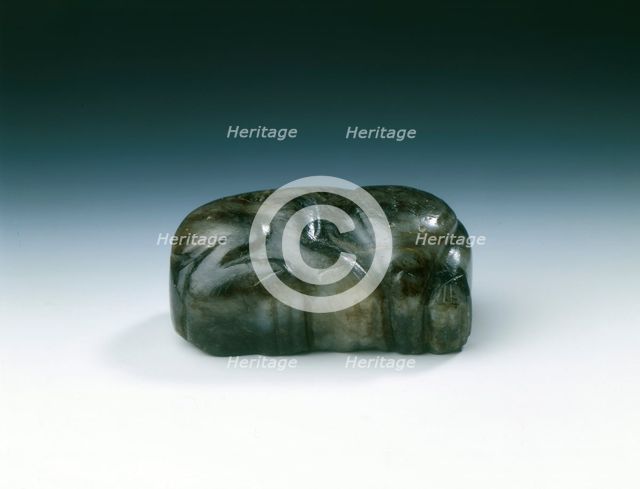 Black jade recumbent bear insert, Han dynasty, China, 206 BC-220. Creator: Unknown.