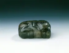 Black jade recumbent bear insert, Han dynasty, China, 206 BC-220. Creator: Unknown
