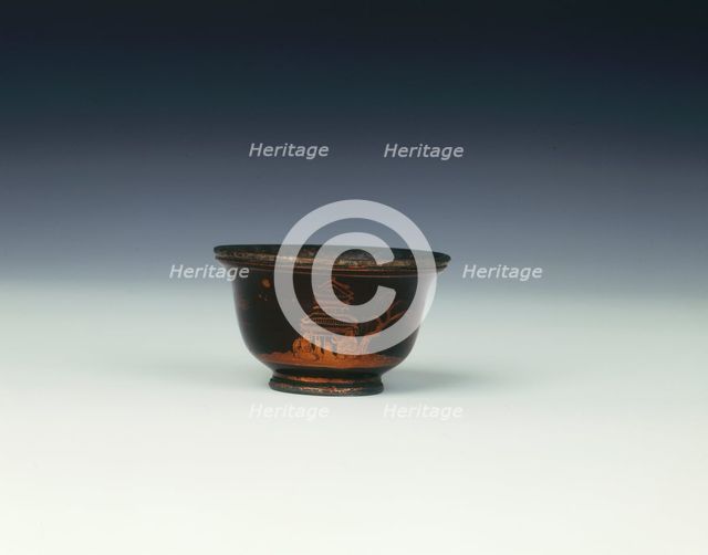 Black lacquer cup with landscape scene, Qing dynasty, China, 18th century. Artist: Unknown