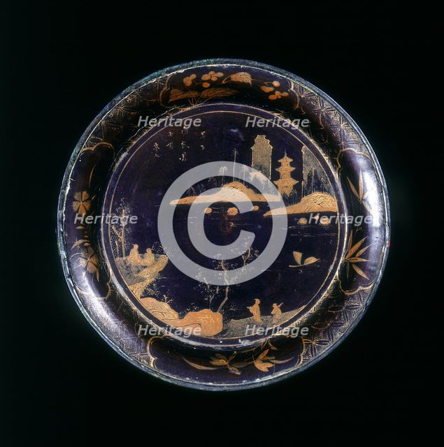 Black lacquer shallow round saucer, Qing dynasty, China, late 18th-early 19th century. Creator: Unknown.