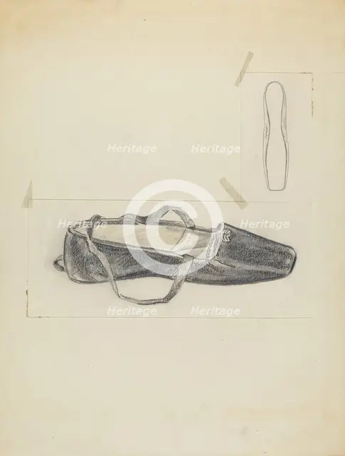 Black Leather Slipper, c. 1940. Creator: Melita Hofmann.