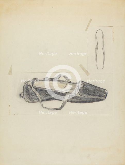 Black Leather Slipper, c. 1940. Creator: Melita Hofmann.