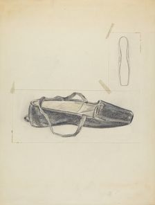 Black Leather Slipper, c. 1940. Creator: Melita Hofmann