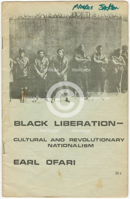 'Black Liberation - Cultural and Revolutionary Nationalism', ca. 1970. Creators: Unknown, Earl Ofari.