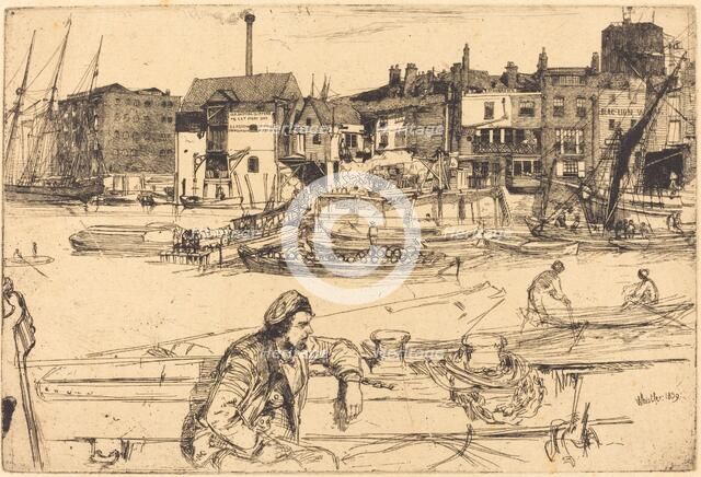 Black Lion Wharf, 1859. Creator: James Abbott McNeill Whistler.