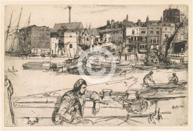 Black Lion Wharf, 1859. Creator: James Abbott McNeill Whistler.
