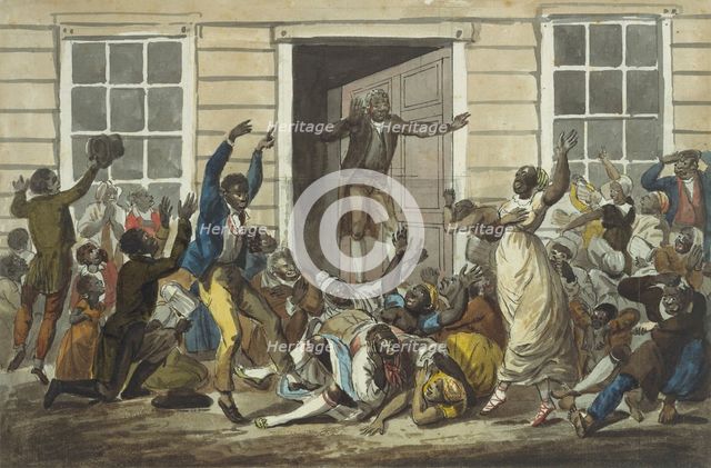 Black Methodists Holding a Prayer Meeting, 1811-ca. 1813. Creator: Pavel Petrovic Svin'in.