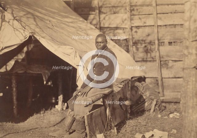 [Black Soldier in Camp], ca. 1863. Creator: Alexander Gardner.