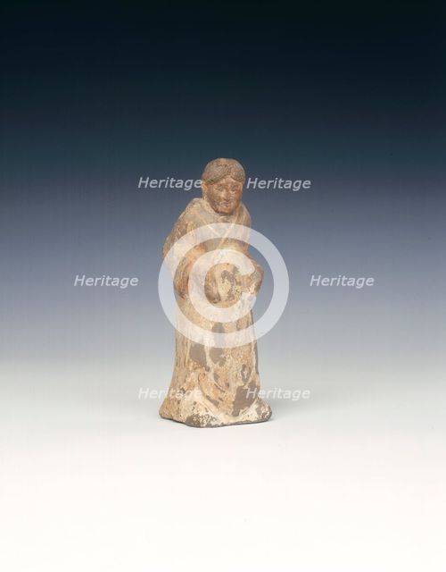 Black pottery figure of a lady, Six Dynasties period, probably Northern Wei, China, 5th century. Creator: Unknown.