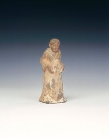 Black pottery figure of a lady, Six Dynasties period, probably Northern Wei, China, 5th century. Creator: Unknown