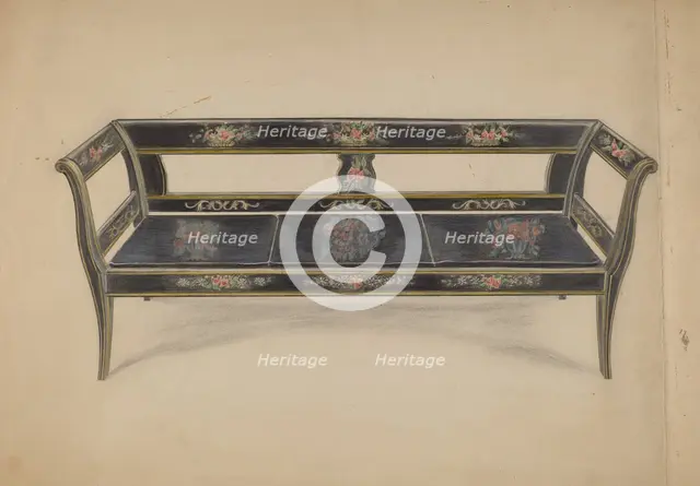 Black Painted Settee, c. 1936. Creator: Ella Josephine Sterling.