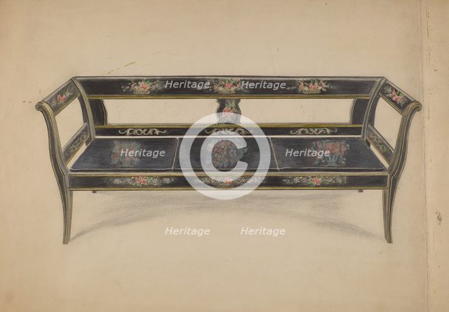 Black Painted Settee, c. 1936. Creator: Ella Josephine Sterling.