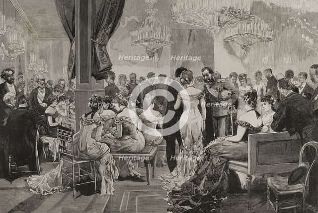 Black tie ball held at the Ministry of Agriculture and Commerce...Paris Exposition, May 2, 1878. Creator: Bernardo Rico.