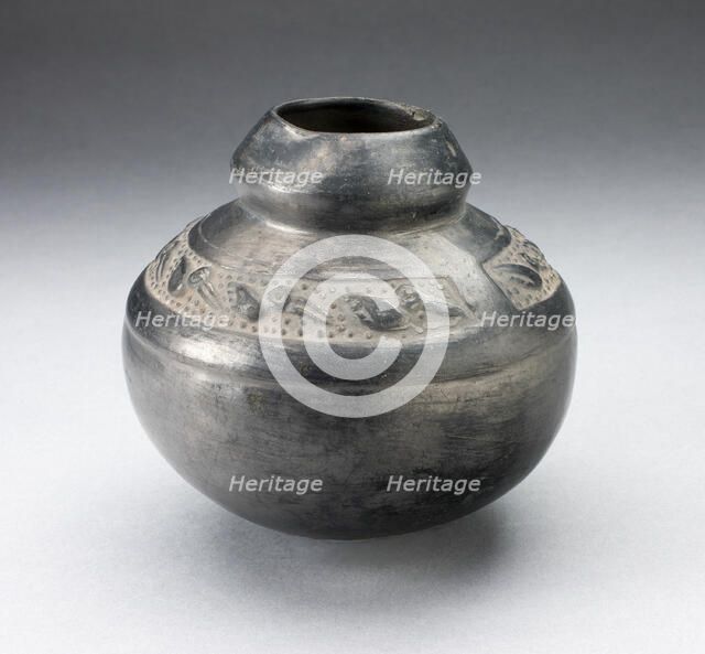 Blackware Narrow Neck Jar with Shoulder Impressed with Birds, A.D. 1000/1400. Creator: Unknown.