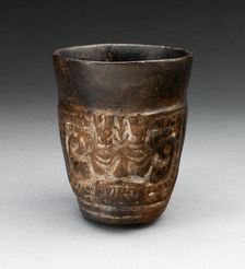 Blackware Cup with Abstract Faces Carved in Panels, A.D. 1000/1476. Creator: Unknown