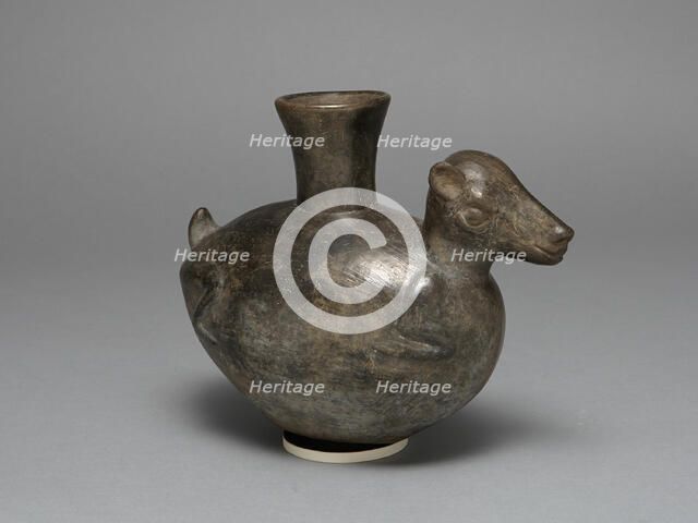 Blackware Jar in the Form of an Animal, Possibly a Llama, A.D. 1200/1450. Creator: Unknown.