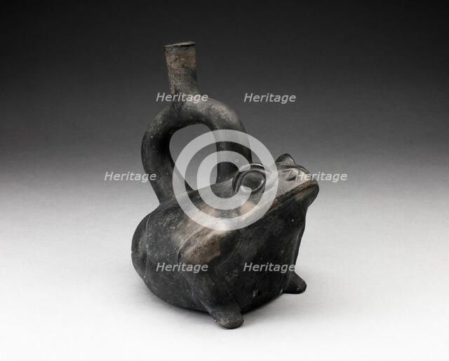 Blackware Stirrup Vessel in the Form of a Frog, 100 B.C./A.D. 500. Creator: Unknown.