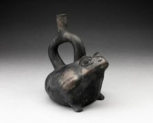 Blackware Stirrup Vessel in the Form of a Frog, 100 B.C./A.D. 500. Creator: Unknown