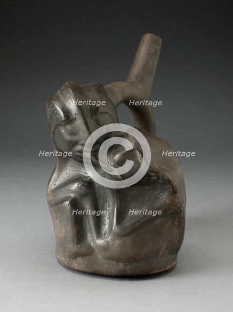 Blackware Spouted Vessel in the Form of a Couple in an Erotic Embrace, 100 B.C./A.D. 500. Creator: Unknown.