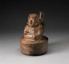 Blackware Spouted Vessel with a Seated Female Holding a Pipe or Staff, 100 B.C./A.D. 500. Creator: Unknown