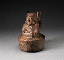 Blackware Spouted Vessel with a Seated Female Holding a Pipe or Staff, 100 B.C./A.D. 500. Creator: Unknown