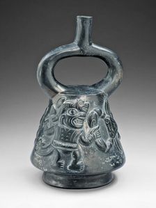 Blackware Vessel with a Relief Depicting a Figure Fighting a Crab, 100 B.C./A.D. 500. Creator: Unknown