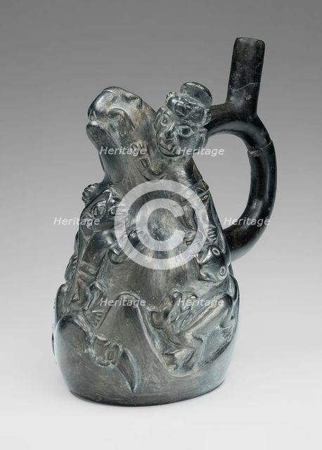 Blackware Vessel with Relief Depicting a Scene of Human Sacrifice, 100 B.C./A.D. 500. Creator: Unknown.