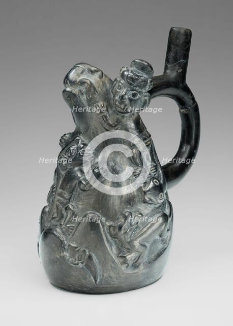 Blackware Vessel with Relief Depicting a Scene of Human Sacrifice, 100 B.C./A.D. 500. Creator: Unknown.