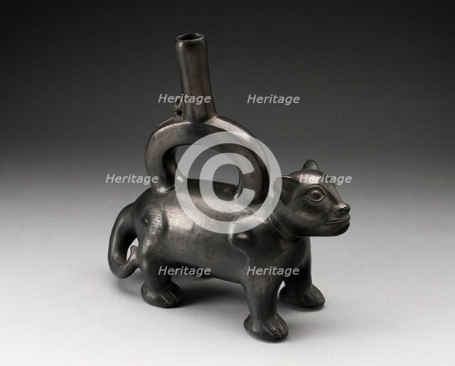 Blackware Vessel in the Form of a Feline, Likely a Puma, 180 B.C./A.D. 500. Creator: Unknown.
