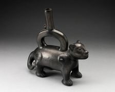 Blackware Vessel in the Form of a Feline, Likely a Puma, 180 B.C./A.D. 500. Creator: Unknown